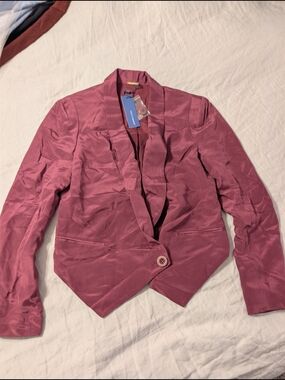 NWT Rebecca Minkoff Silk Becky Jacket Blazer Galaxy Burgundy Red Size 8